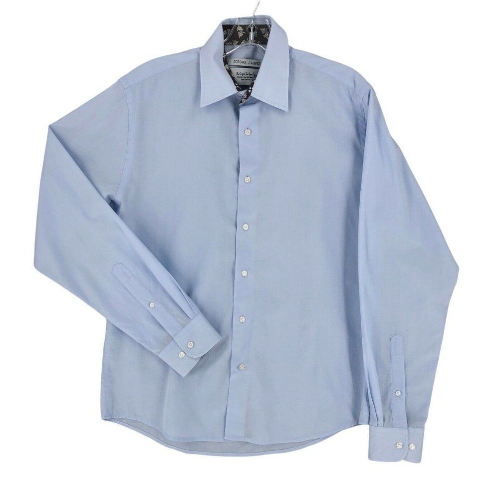 Jordan Jasper Mens Shirt Small Light Blue Button Up Long Sleeve Slim Fit Casual